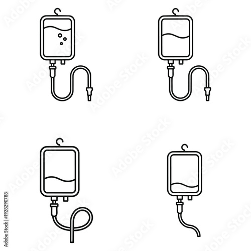IV drip medical infusion icon set vector icon set editable stroke outline symbol design collection isolated graphic element modern minimal style interface concept vector icon set editable stroke outli