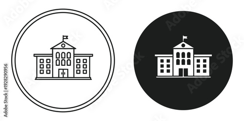 Hospital building icon set vector icon set editable stroke outline symbol design collection isolated graphic element modern minimal style interface concept vector icon set editable stroke outline symb