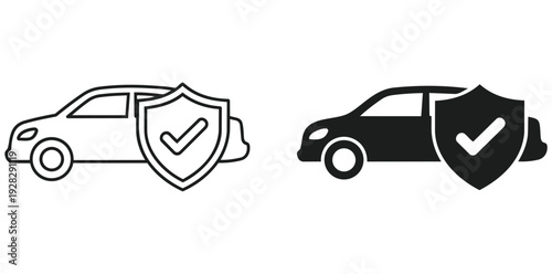 Car insurance protection icon set vector icon set editable stroke outline symbol design collection isolated graphic element modern minimal style interface concept vector icon set editable stroke outli