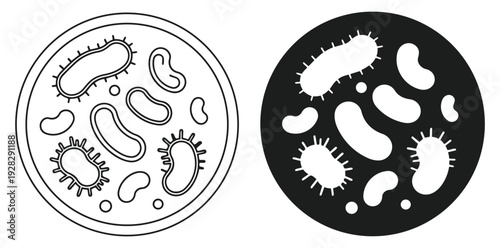Petri dish bacteria science icon set vector icon set editable stroke outline symbol design collection isolated graphic element modern minimal style interface concept vector icon set editable stroke ou
