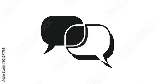 Overlapping black speech bubbles create a modern communication graphic design featuring a bold silhouette high quality professional detailed