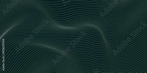 Luxury wedding invitation card background vector. Golden elegant gold wavy lines on green background. Premium design illustration.