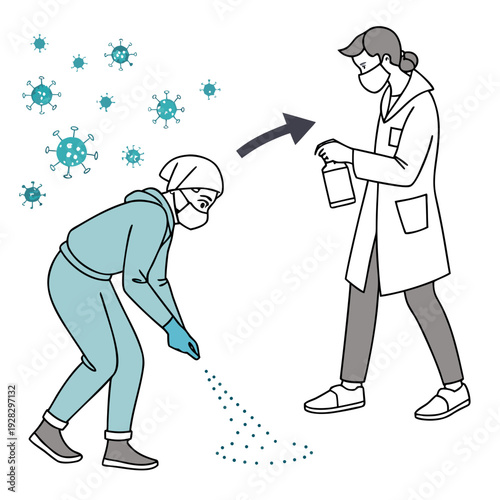 Of a healthcare worker spraying disinfectant to protect against viruses
