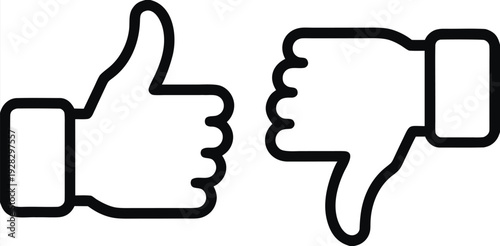 Standard outlined icons representing approval with a thumb up and disapproval with a thumb down
