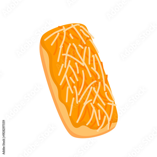 Illustration of a sweet orange glazed doughnut with white sprinkles