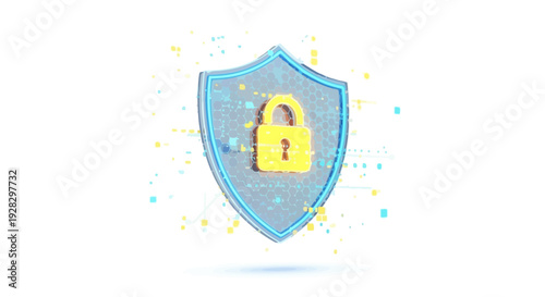 Security shield icon with lock