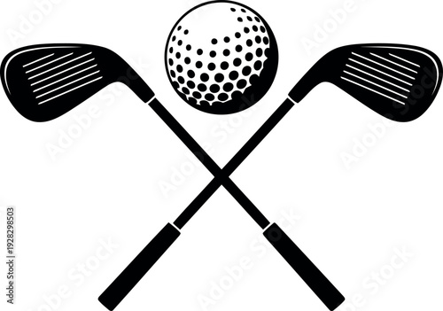 Golf clubs crossed with golf ball isolated transparent background design