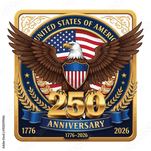 United States 250th Anniversary Gold Eagle Emblem 1776–2026