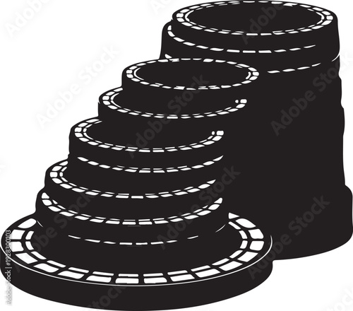 Film strip pedestal icon or symbol for presentation or display purposes in graphic design