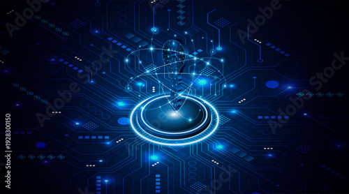 technology circuit board key icon. Cyber ​​data security and privacy concept. modern technology innovation concept background