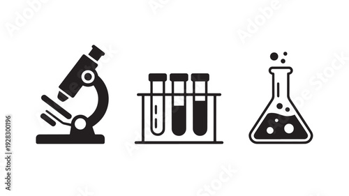 Vector Illustration Of Laboratory Equipment For Science And Research Isolated On White Background