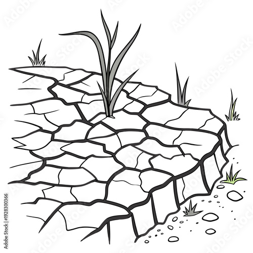 Cracked dry earth with grass cracked earth dry ground