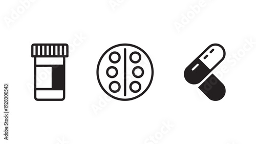 Vector Illustration Of Medicine Icons For Healthcare And Pharmacy Isolated On White Background