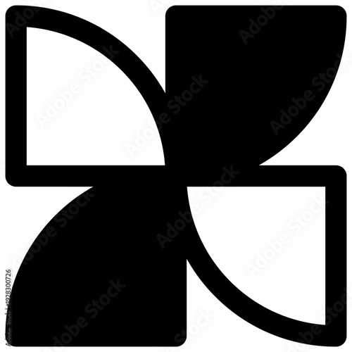 Pinwheel. Outlined stroke vector icon with black-filled details.