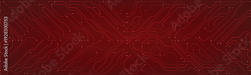 Intricate Red Circuit Board Pattern for Technology, Innovation, and Digital Network Backgrounds vector