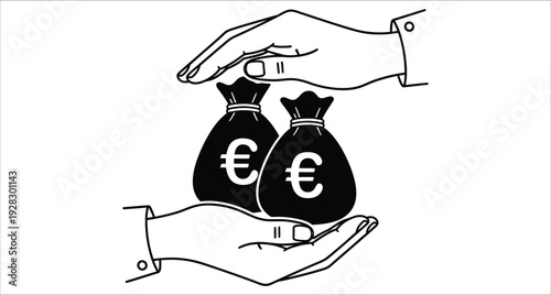 Money Bag Illustration with Dollar Sign - Hand Drawn Vector Graphics