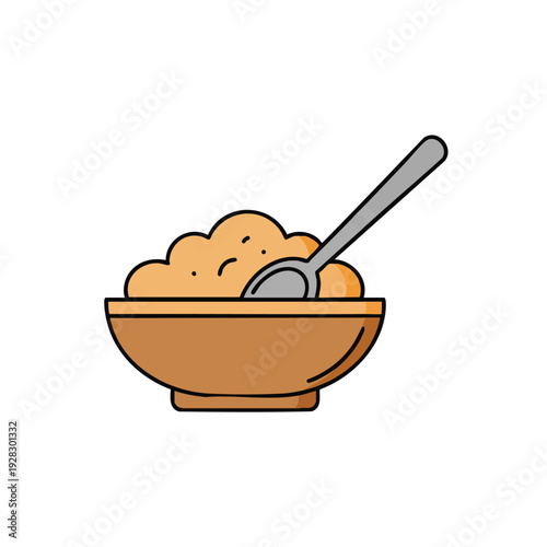 Bowl of Cereal with Spoon Illustration