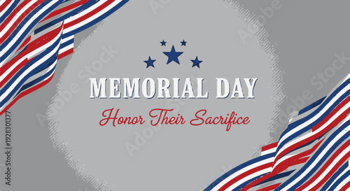 Memorial Day background with patriotic ribbons and stars