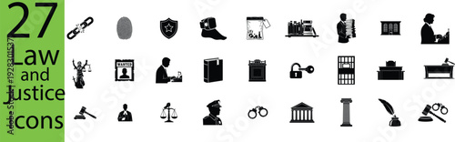 Law and justice icons set