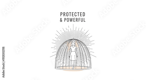 Protected and powerful woman in cage vector icon