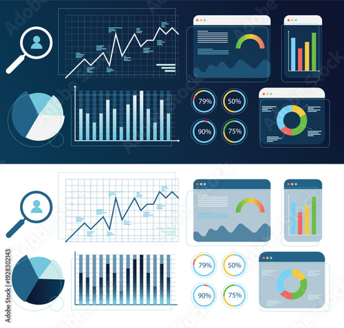 Data Visualization Dashboard UI Template with Infographic Charts and Graph Components