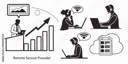 Illustration depicting various aspects of financial services and banking Vector