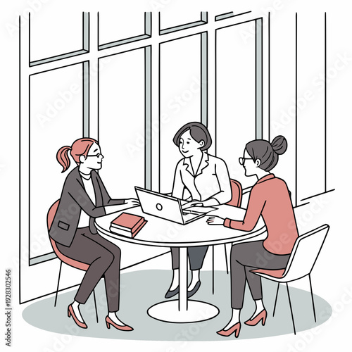 business meeting in office. Female coworkers engaging in a productive discussion at the office