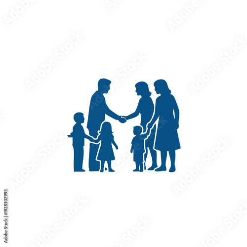 Family Silhouette Illustration with Handshake