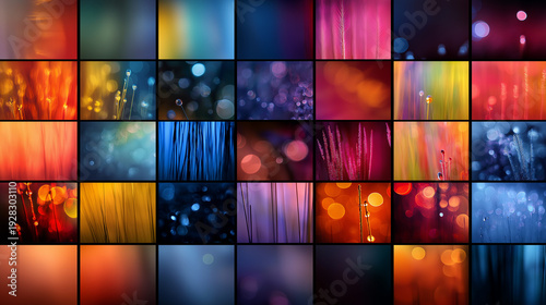 Vibrant abstract collage of colorful lights and bokeh effects