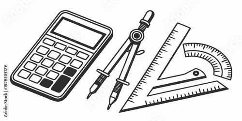 A collection of essential tools for drafting and technical drawing Vector