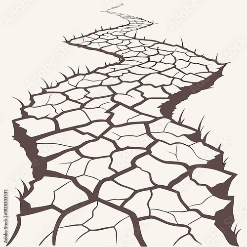 Cracked dry earth ground with deep fissures cracked ground