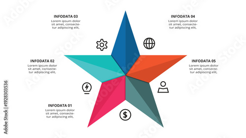 Infographic with 5 steps, options, parts or processes. Business data visualization.