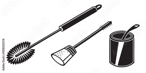 A set of kitchen utensils including a grater, spatula, and whisk. Vector