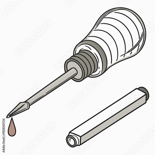 Oil bottle with dropper and applicator realistic