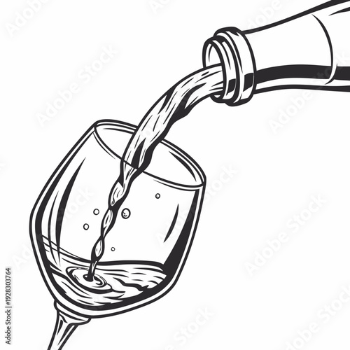 Wine pouring into glass from bottle liquid