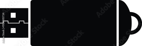 USB flash drive icon vector illustration, black portable memory stick silhouette symbol, data storage device isolated on white background