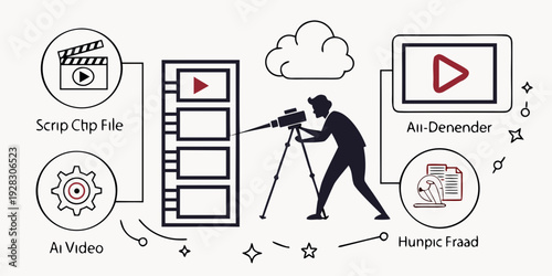 A person working on a computer with various cybersecurity icons around them. Vector