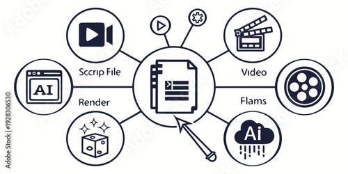 Various icons representing different types of media and content types. Vector