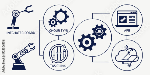 Illustration depicting various aspects of manufacturing and industrial processes Vector