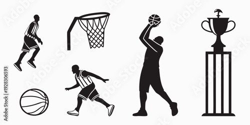 Illustration of various basketball actions and symbols Vector