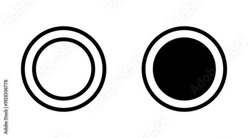 Two concentric circles, representing a radio button or selection option in an interface.