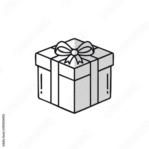 Simple Line Art Gift Box Illustration