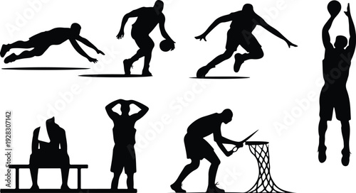 Basketball March Madness Typography Silhouette Set