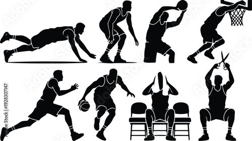 Basketball March Madness Typography Silhouette Set