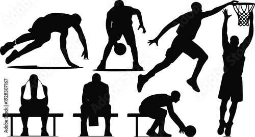 Basketball March Madness Typography Silhouette Set