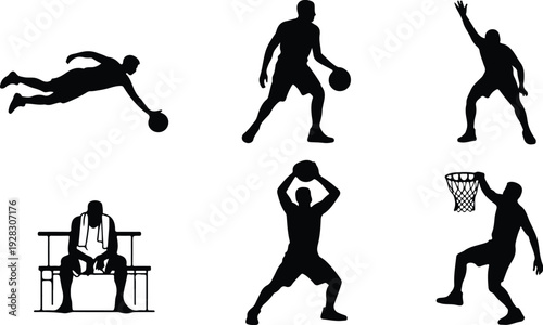 Basketball March Madness Typography Silhouette Set