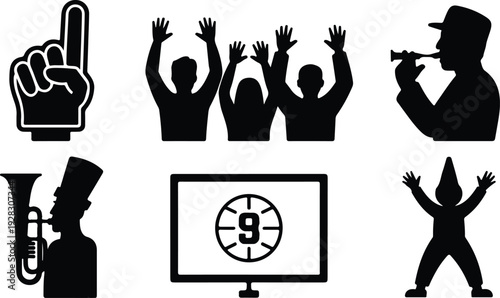 Basketball March Madness Typography Silhouette Set