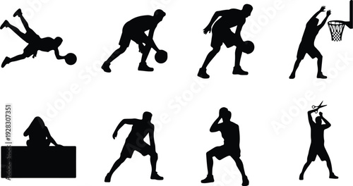 Basketball March Madness Typography Silhouette Set