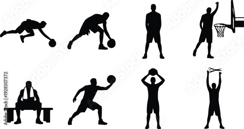 Basketball March Madness Typography Silhouette Set