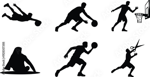 Basketball March Madness Typography Silhouette Set